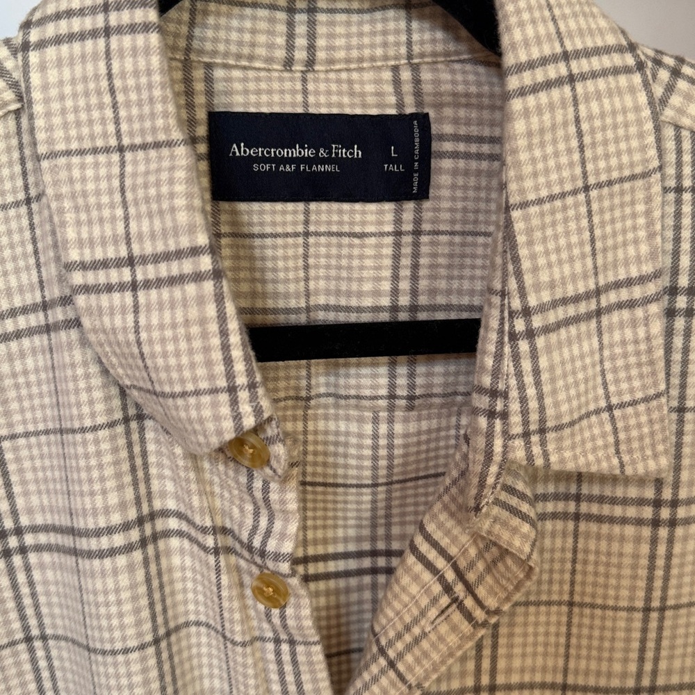 Abercrombie & Fitch 100% Cotton Soft A&F Flannel Button Down Shirt - L TALL - Picture 2 of 7